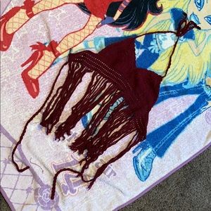 Burgundy Fringe Shirt